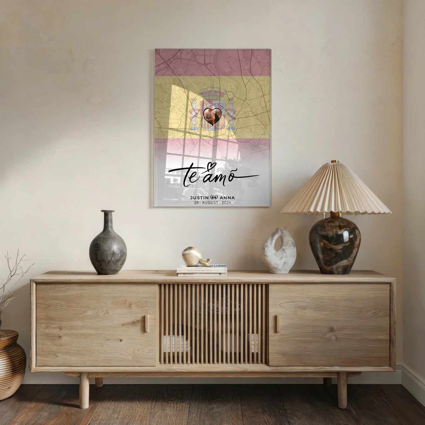 Personalisiertes Acrylglas Bild Paare Stadtkarte Spanien Te Amo