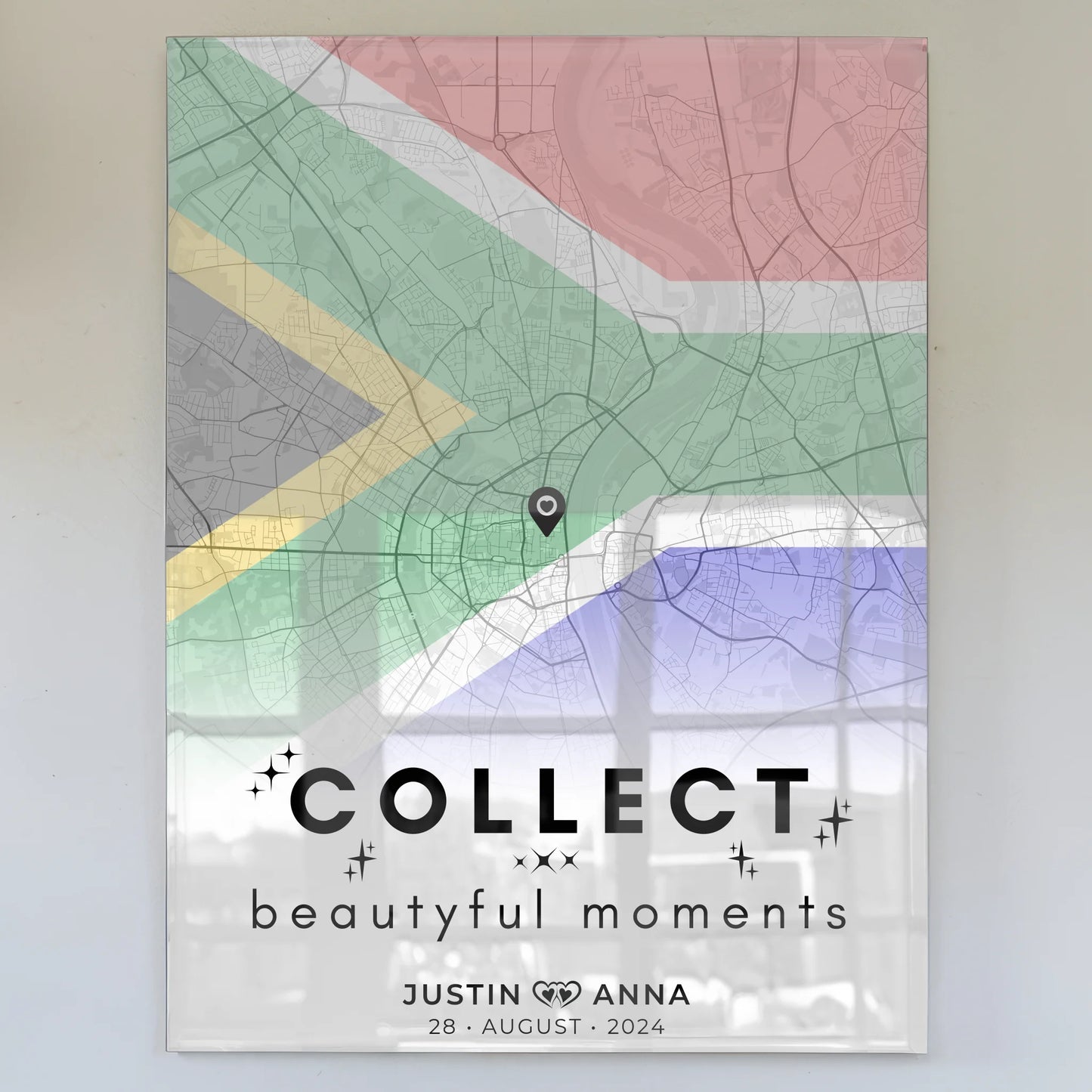 Personalisiertes Acrylglas Bild Stadtkarten Paare Urlaub Südafrika