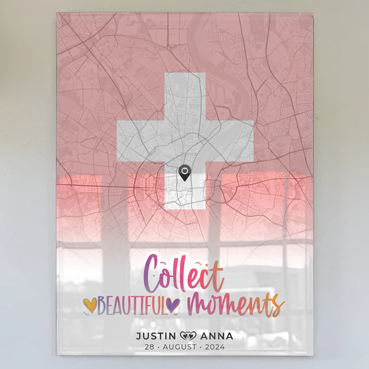 Personalisiertes Acrylglas Bild Stadtkarten Paare Urlaub Schweiz