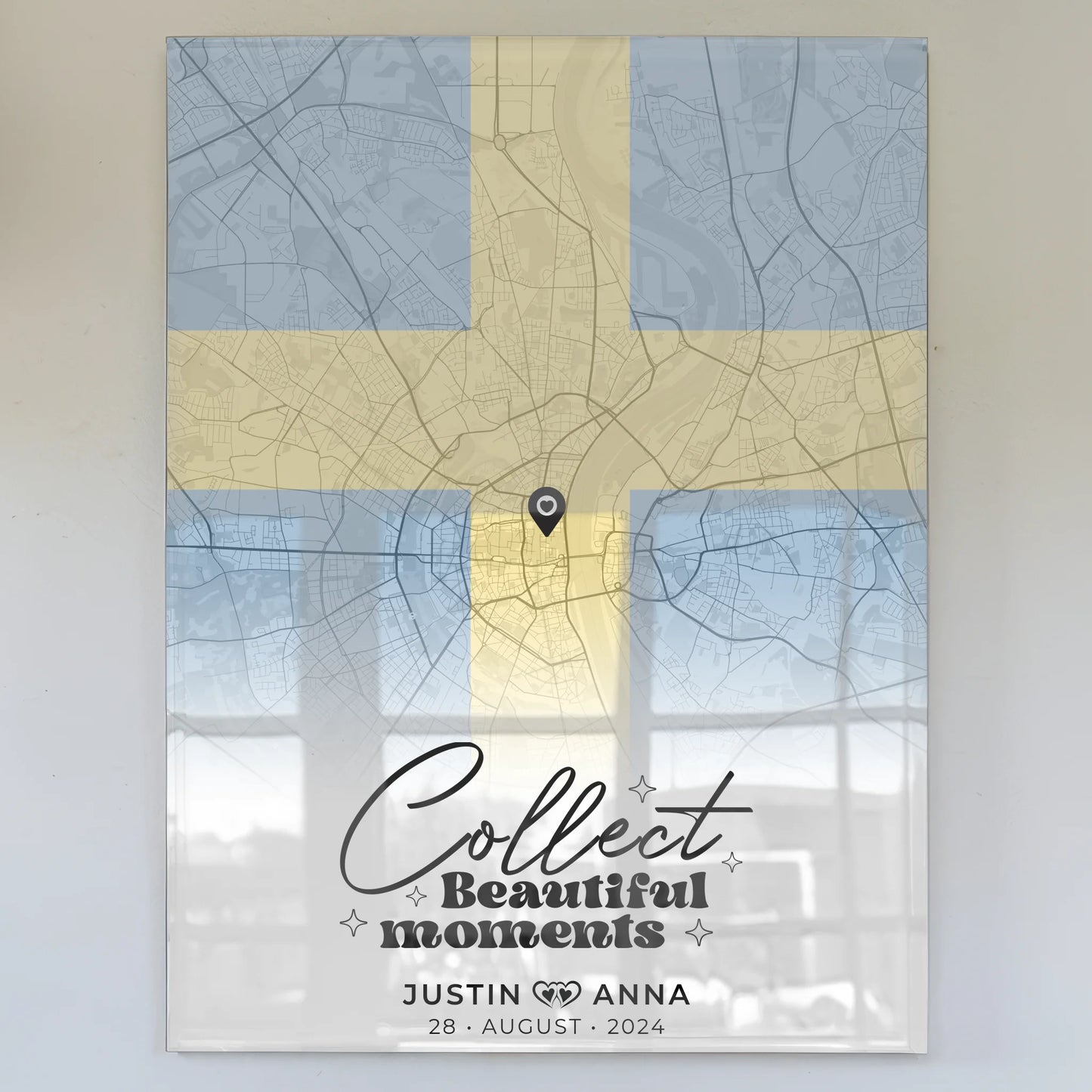 Personalisiertes Acrylglas Bild Stadtkarten Paare Schweden