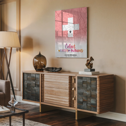 Personalisiertes Acrylglas Bild Stadtkarten Paare Urlaub Schweiz