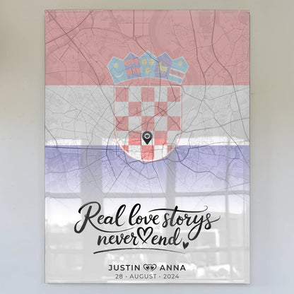 Personalisiertes Acrylglas Bild Stadtkarte Kroatien Paare