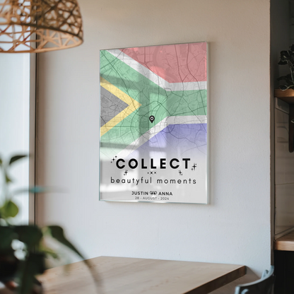 Personalisiertes Acrylglas Bild Stadtkarten Paare Urlaub Südafrika