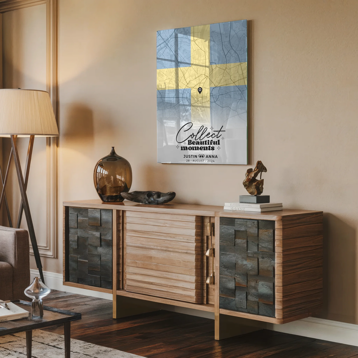 Personalisiertes Acrylglas Bild Stadtkarten Paare Schweden