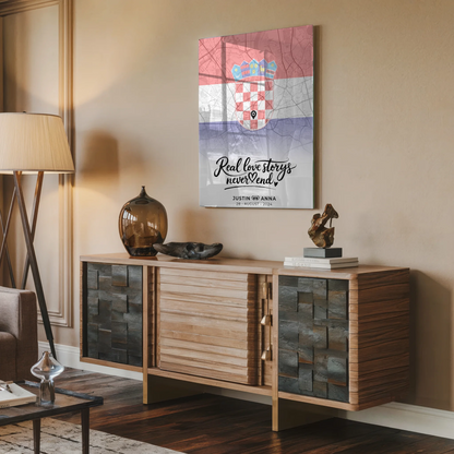 Personalisiertes Acrylglas Bild Stadtkarte Kroatien Paare