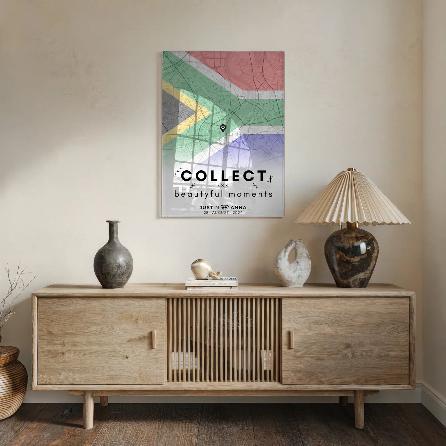 Personalisiertes Acrylglas Bild Stadtkarten Paare Urlaub Südafrika