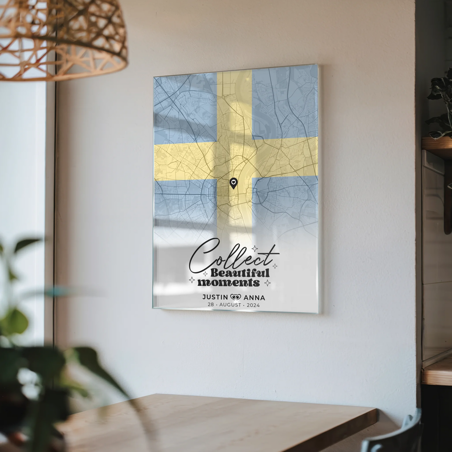 Personalisiertes Acrylglas Bild Stadtkarten Paare Schweden