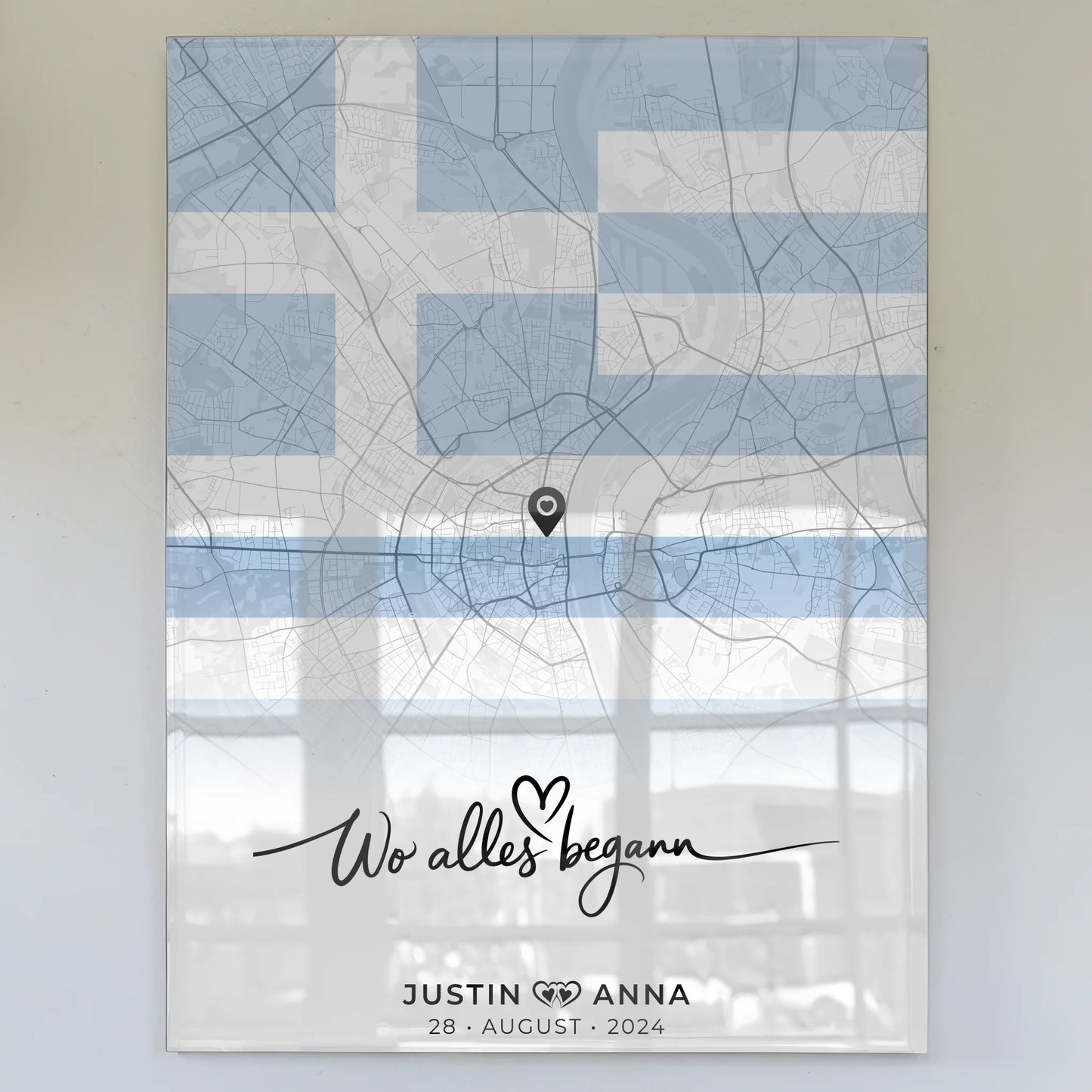 Personalisiertes Acrylglas Bild Stadtkarten Griechenland für Paare