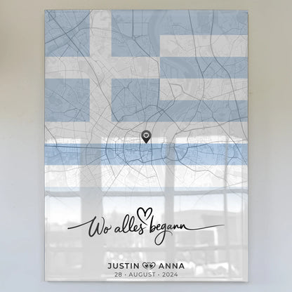 Personalisiertes Acrylglas Bild Stadtkarten Griechenland für Paare