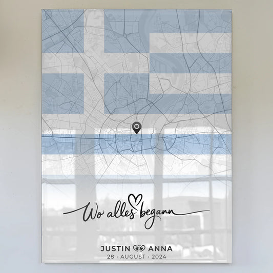 Personalisiertes Acrylglas Bild Stadtkarten Griechenland für Paare