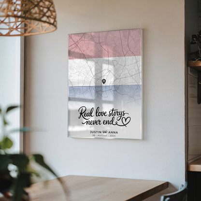 Acrylglas Bild Personalisiert Stadtkarten Paare Urlaub Niederlande