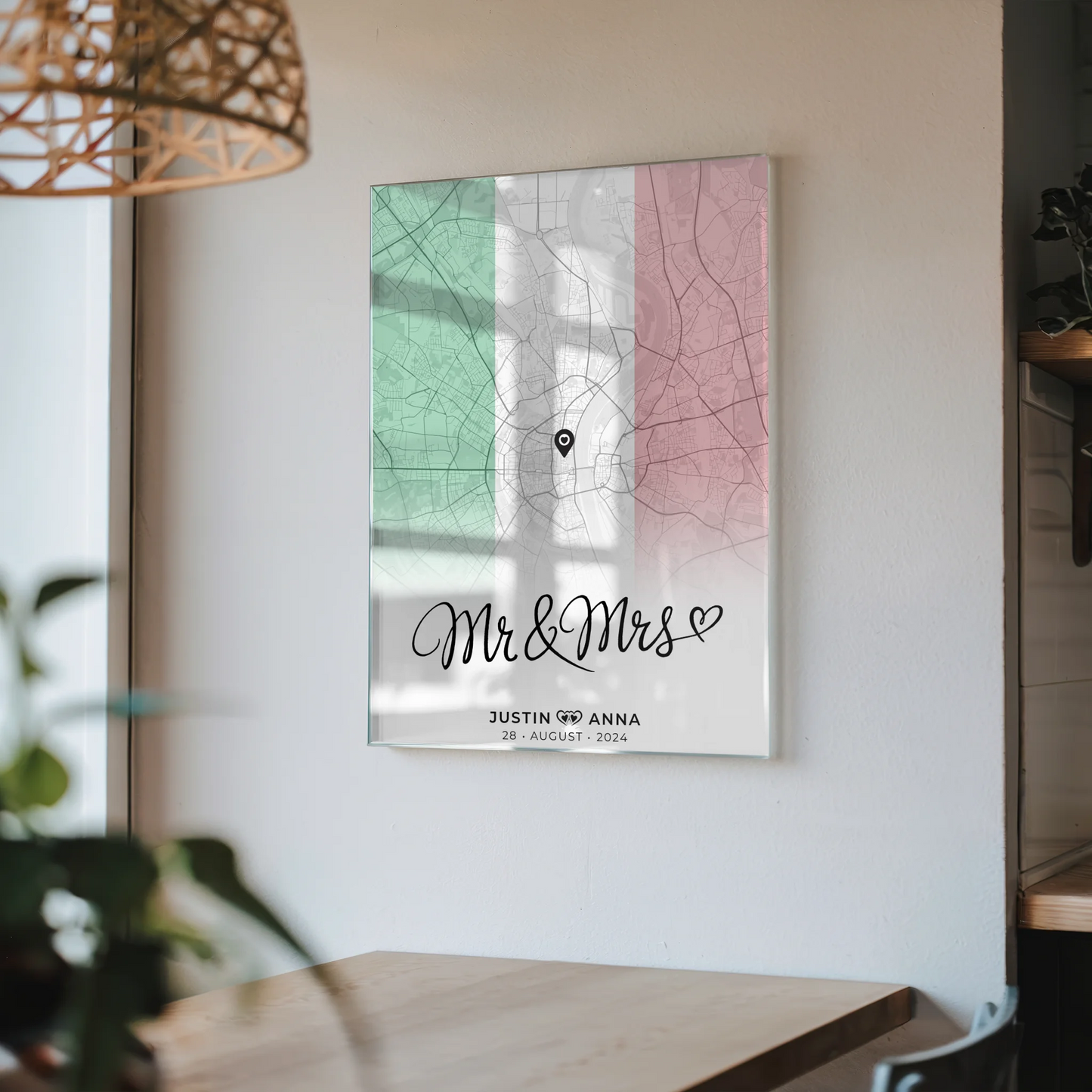 Personalisiertes Acrylglas Bild Stadtkarten Mr & Mrs Paare Urlaub Italien