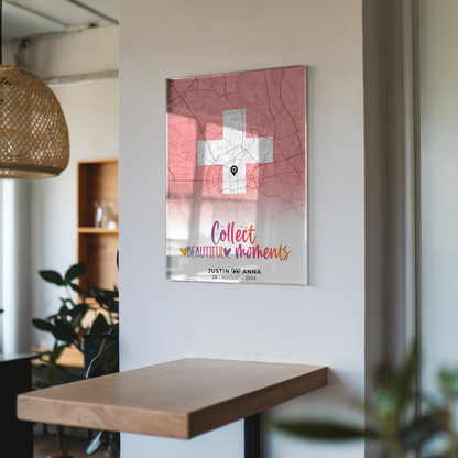 Personalisiertes Acrylglas Bild Stadtkarten Paare Urlaub Schweiz