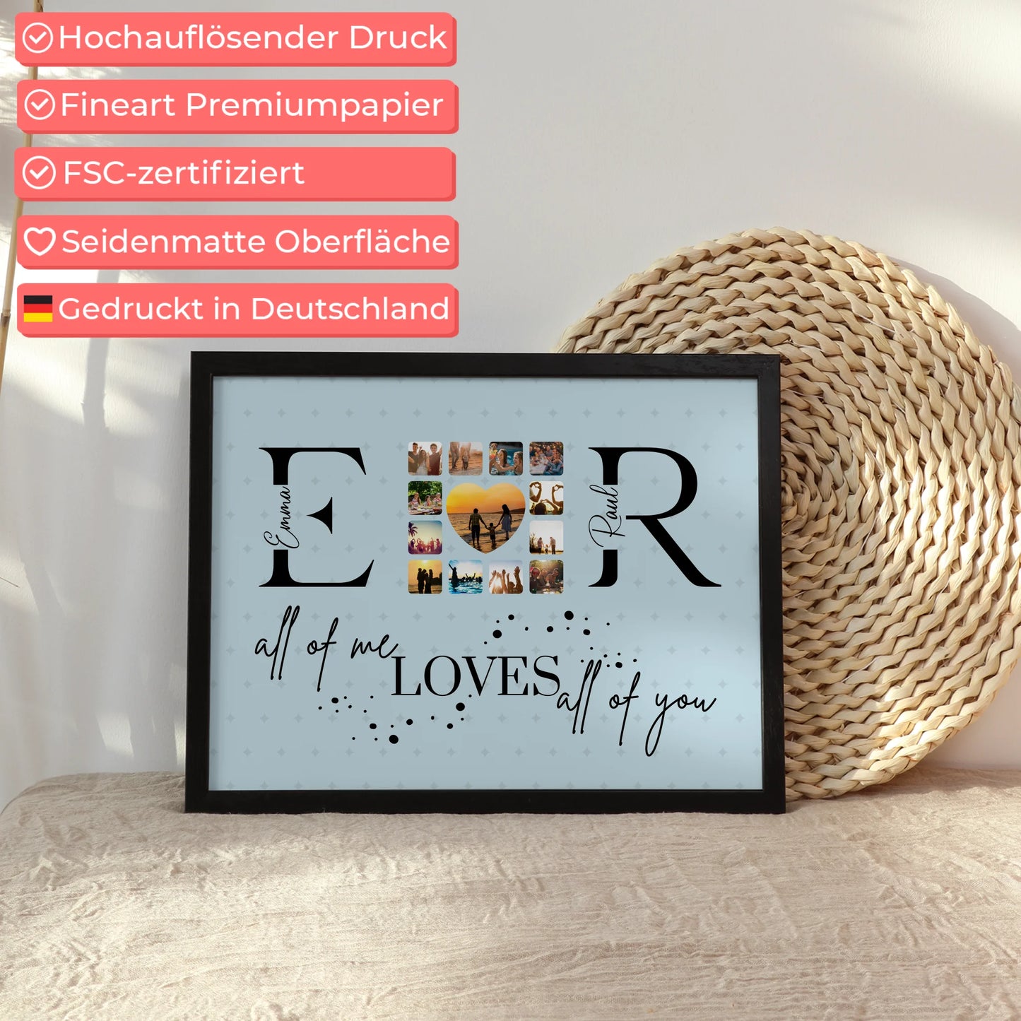 Poster Geschenk Personalisiert Mit Fotos Initialien und Fotos All Of Me Loves All Of You