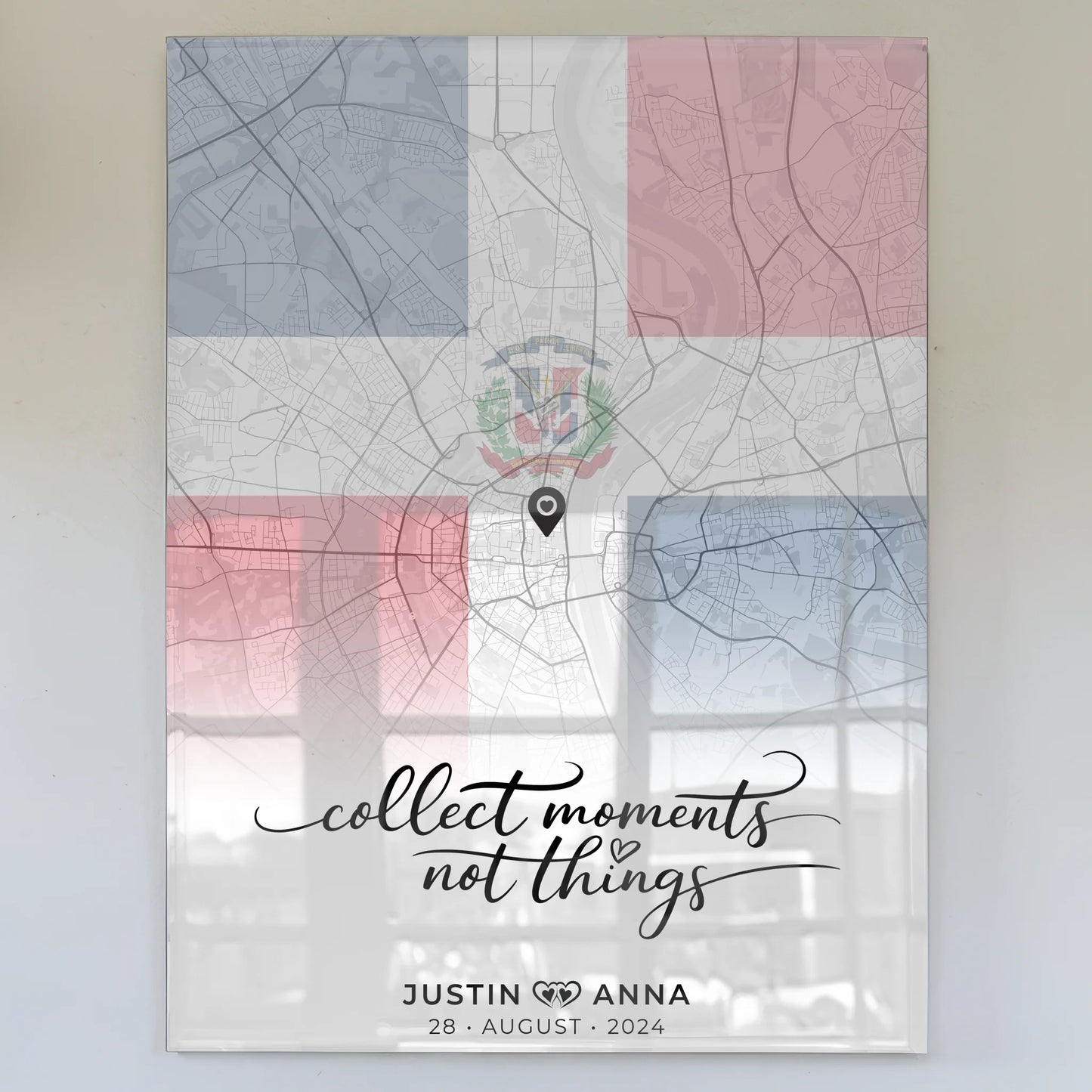 Personalisiertes Acrylglas Bild Stadkarten Paare Urlaub Dominikanische Republik