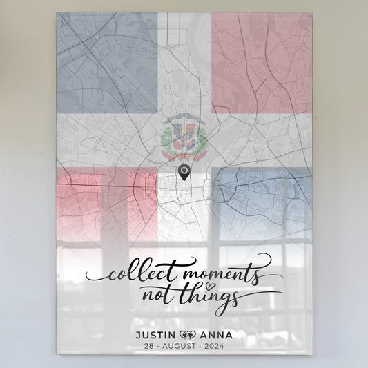 Personalisiertes Acrylglas Bild Stadkarten Paare Urlaub Dominikanische Republik