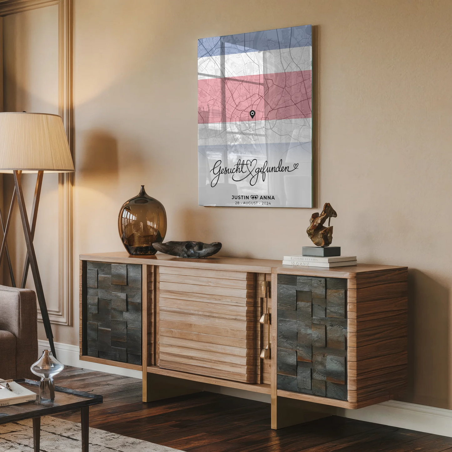 Personalisiertes Acrylglas Bild Stadtkarten Paare Urlaub Costa Rica