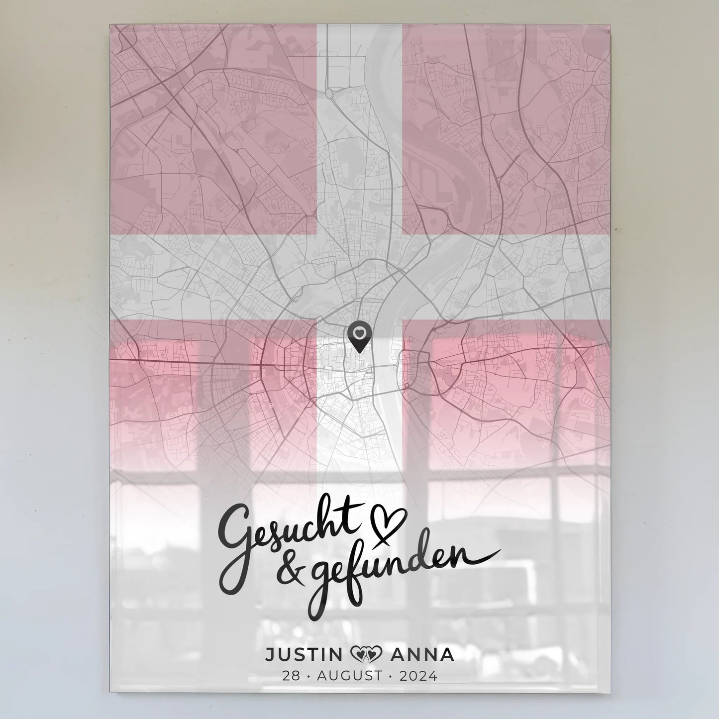 Personalisiertes Stadtkarten Acrylglas Bild Paare Urlaub Dänemark