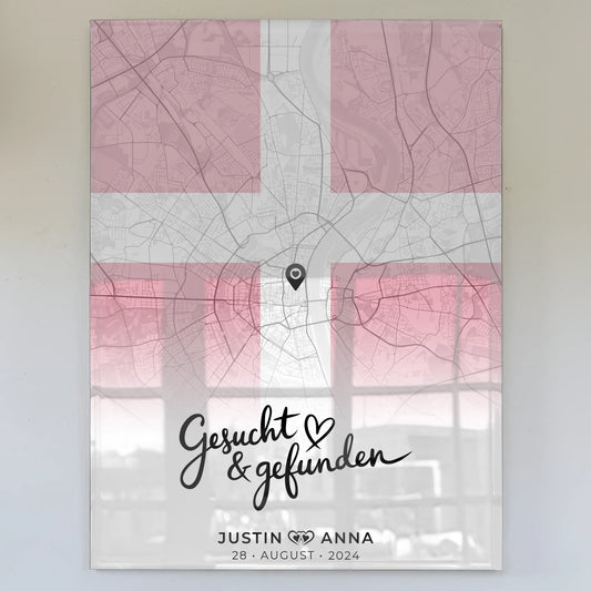 Personalisiertes Stadtkarten Acrylglas Bild Paare Urlaub Dänemark