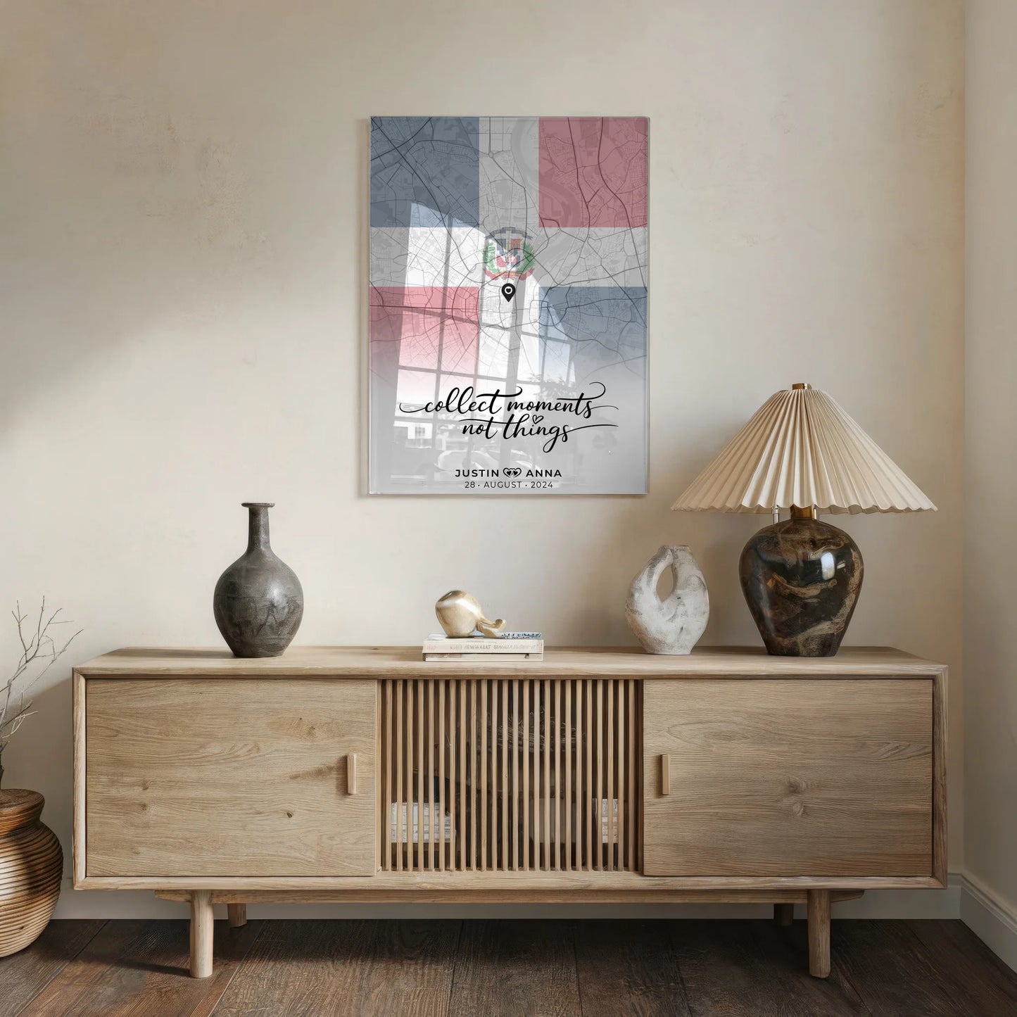 Personalisiertes Acrylglas Bild Stadkarten Paare Urlaub Dominikanische Republik