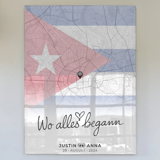 Personalisiertes Acrylglas Bild Städtekarten Paare Urlaub Cuba Wo Alles Begann