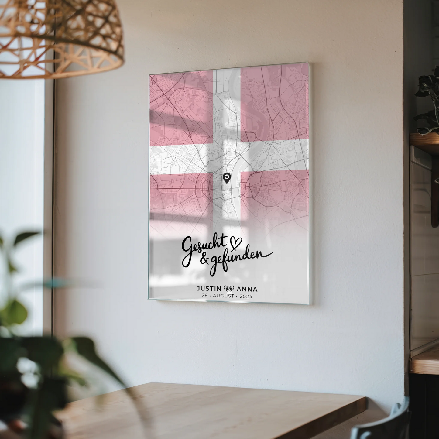 Personalisiertes Stadtkarten Acrylglas Bild Paare Urlaub Dänemark