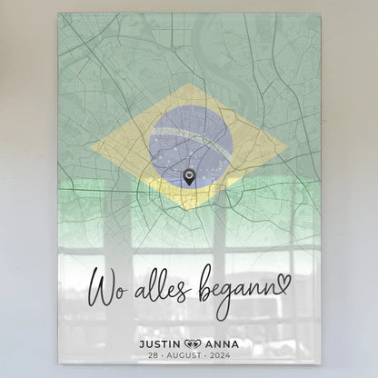 Personalisiertes Acrylglas Bild Stadtkarten Paare Urlaub Brasilien Wo Alles Begann