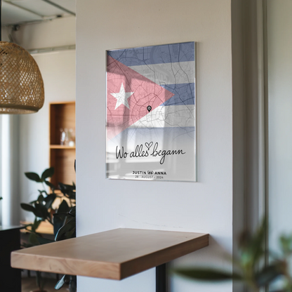 Personalisiertes Acrylglas Bild Städtekarten Paare Urlaub Cuba Wo Alles Begann