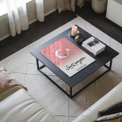 Personalisiertes Acrylglas Bild Stadtkarten Paare Seni Seviyorum Türkisch