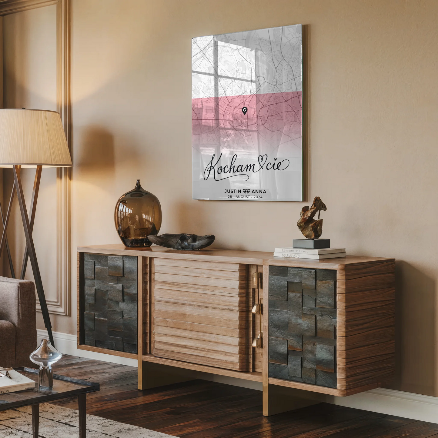 Personalisiertes Stadtkarten Acrylglas Bild Paare Urlaub Polen Kocham Cie