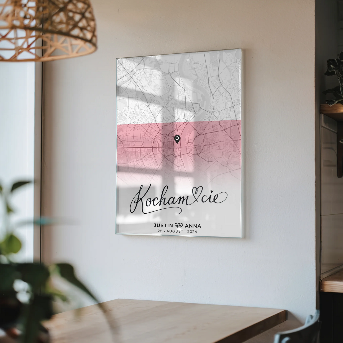 Personalisiertes Stadtkarten Acrylglas Bild Paare Urlaub Polen Kocham Cie