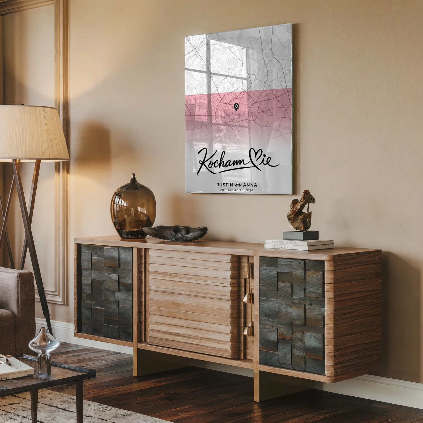 Personalisiertes Stadtkarten Acrylglas Bild Paare Urlaub Polen