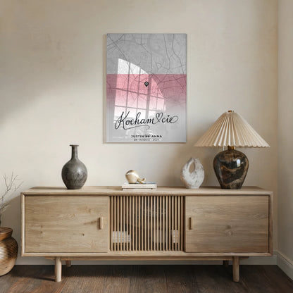 Personalisiertes Stadtkarten Acrylglas Bild Paare Urlaub Polen Kocham Cie