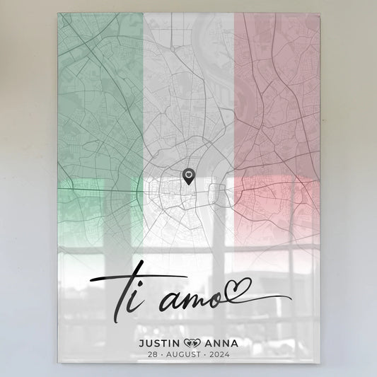 Personalisiertes Acrylglas Bild Stadkarten Paare Italien Ti Amo
