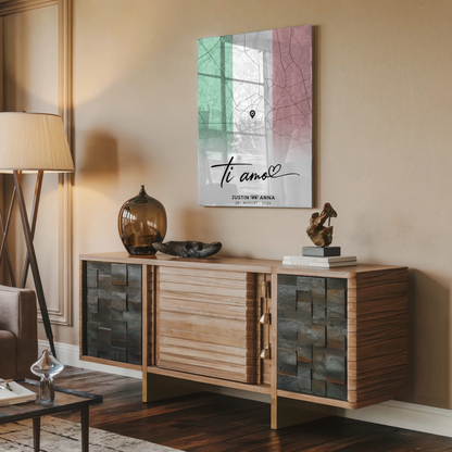 Personalisiertes Acrylglas Bild Stadkarten Paare Italien Ti Amo