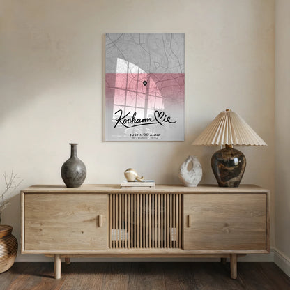 Personalisiertes Stadtkarten Acrylglas Bild Paare Urlaub Polen