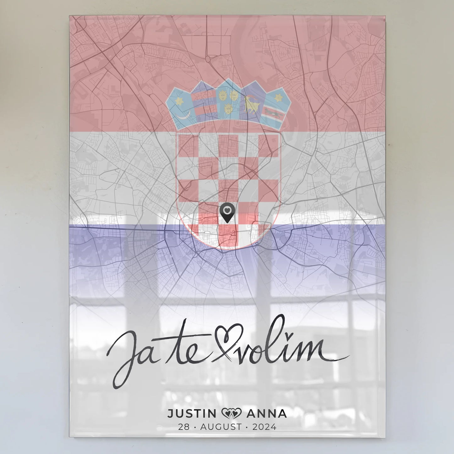 Personalisiertes Acrylglas Bild Stadtkarten Paare Kroatien