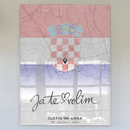 Personalisiertes Acrylglas Bild Stadtkarten Paare Kroatien