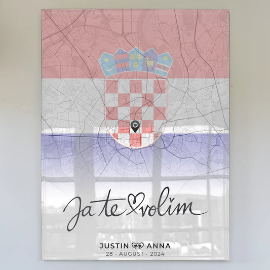 Personalisiertes Acrylglas Bild Stadtkarten Paare Kroatien