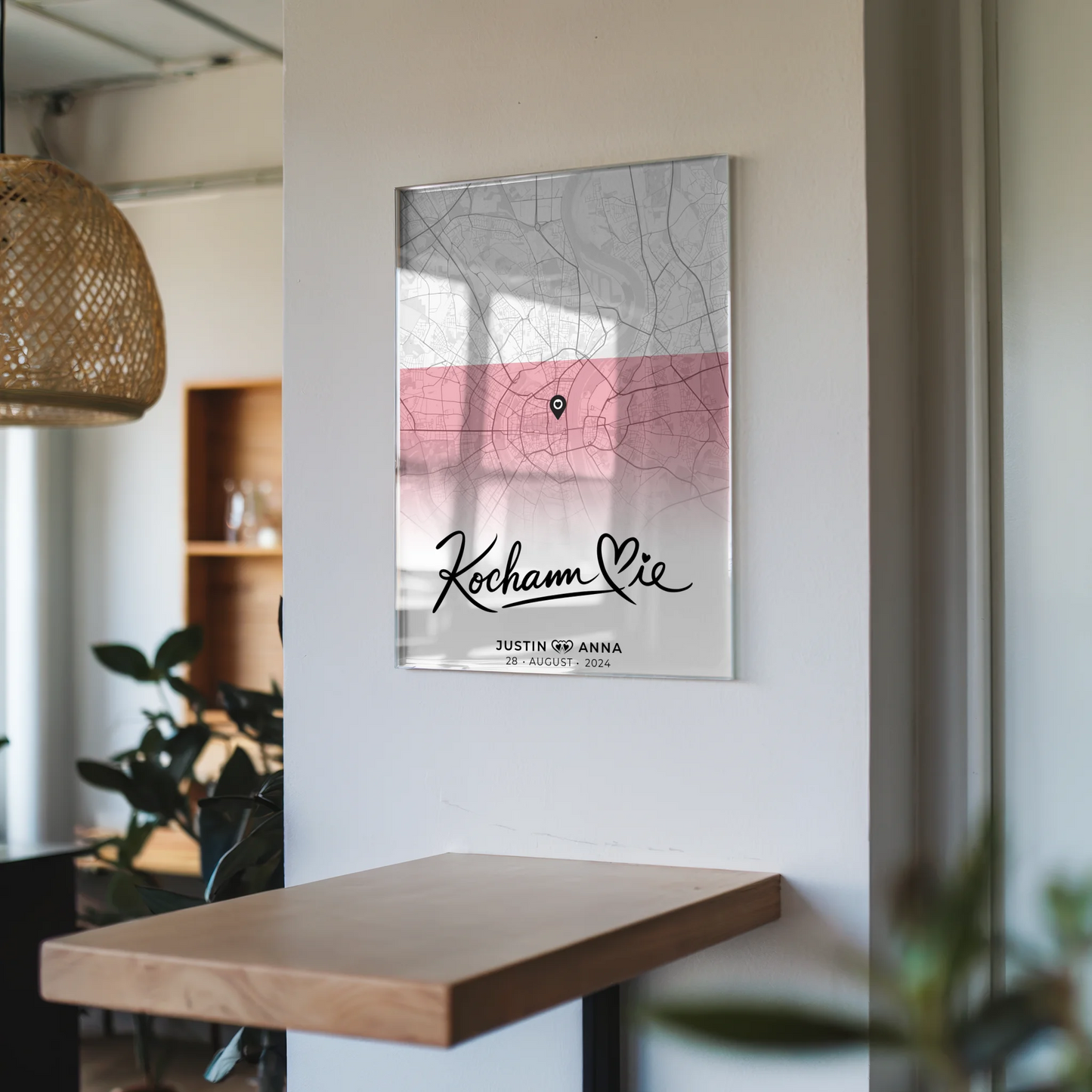 Personalisiertes Stadtkarten Acrylglas Bild Paare Urlaub Polen