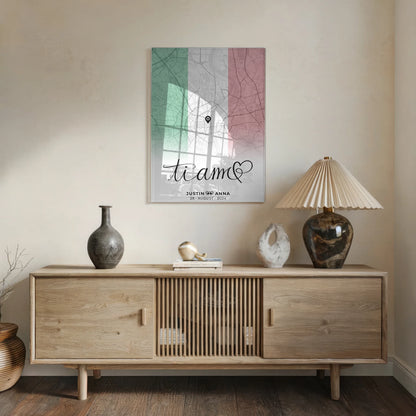 Personalisiertesr Acrylglas Bild Stadtkarten für Paare Urlaub Italien Ti Amo