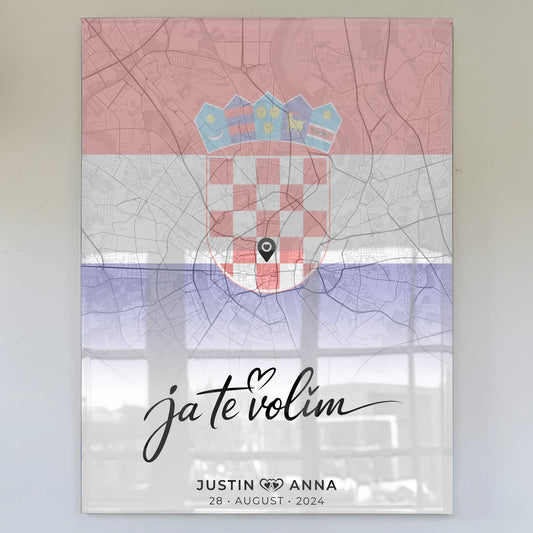 Personalisiertes Acrylglas Bild Stadkarten Paare Urlaub Kroatien Ja Te Volim