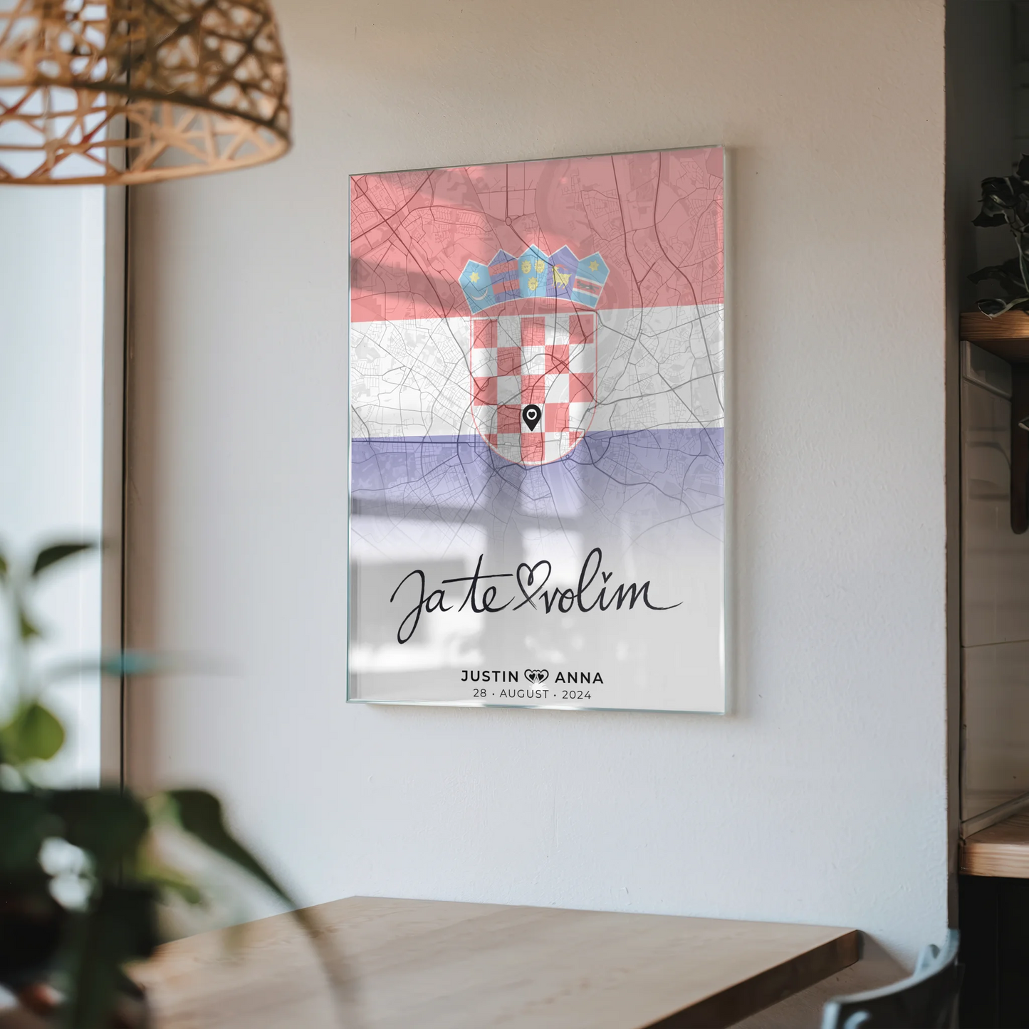 Personalisiertes Acrylglas Bild Stadtkarten Paare Kroatien