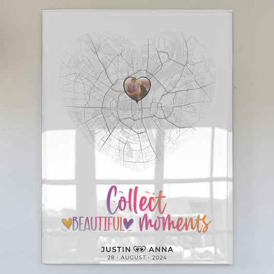 Personalisiertes Stadtkarten Acrylglas Bild Paare Herz Collect Beautyful Moments