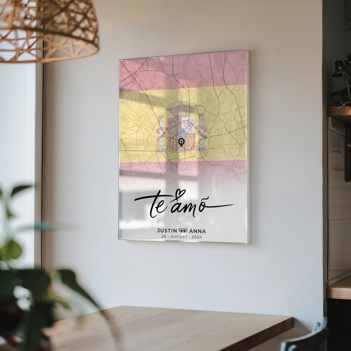 Personalisiertes Stadtkarten Acrylglas Bild Paare Urlaub Spanien Te Amo