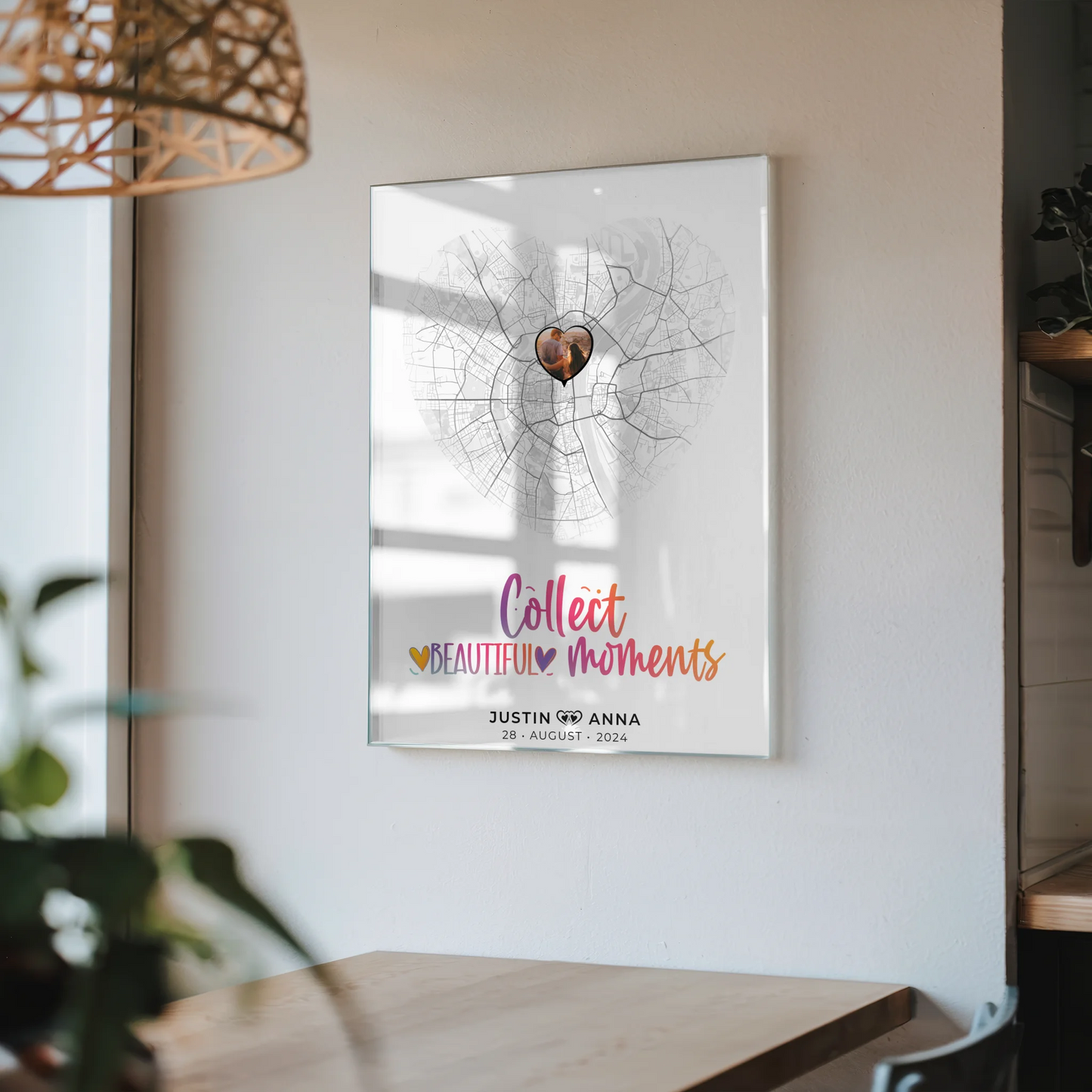 Personalisiertes Stadtkarten Acrylglas Bild Paare Herz Collect Beautyful Moments