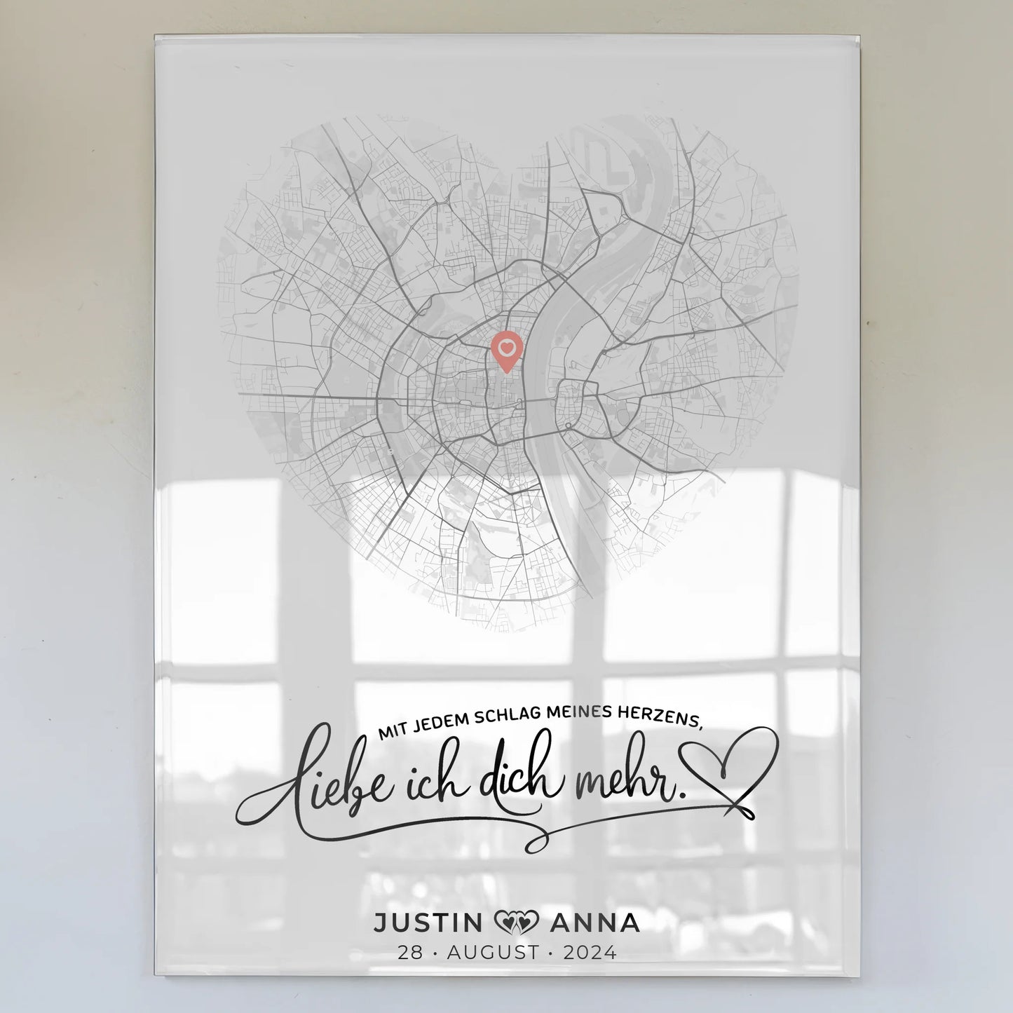 Personalisiertes Acrylglas Bild Stadtkarten Paare Herz Wo Alles Begann