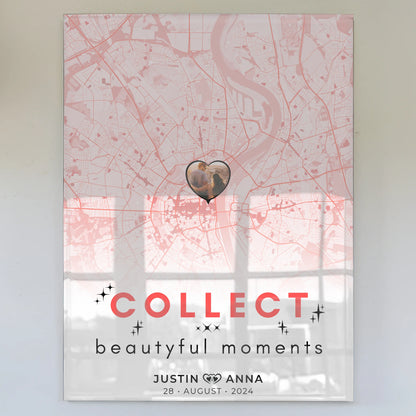 Personalisiertes Stadtkarten Acrylglas Bild Paare Roserot