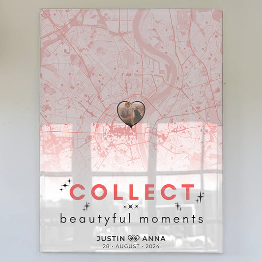 Personalisiertes Stadtkarten Acrylglas Bild Paare Roserot