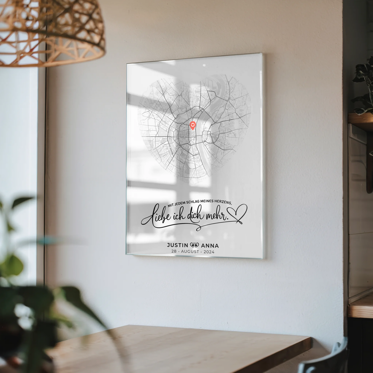 Personalisiertes Acrylglas Bild Stadtkarten Paare Herz Wo Alles Begann